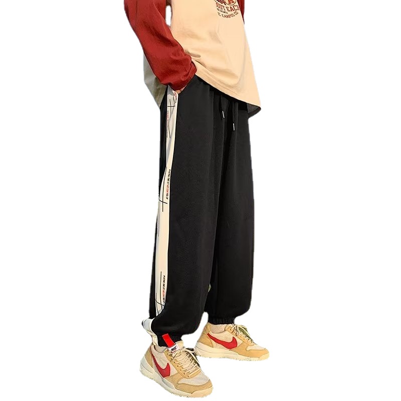 Quần Dài Dáng Rộng Lưng Thun Co Giãn Tốt Cỡ Lớn M-3XL Phong Cách Hip Hop Hàn Quốc Thời Trang Cho Nam