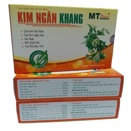 Kim Ngân Khang hộp 30 viên- Giúp tăng cường giải độc, lợi tiểu. Làm giảm các triệu chứng: tiểu buốt, tiểu rắt, tiểu đục,