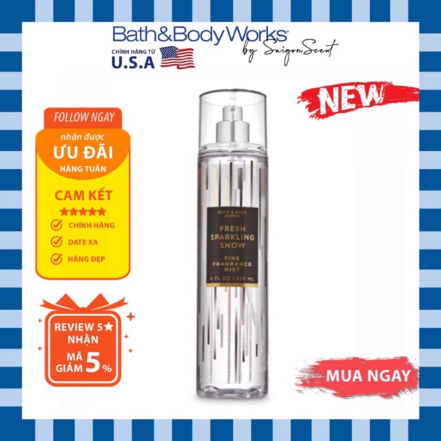 Xịt toàn thân Fresh Sparkling Snow (Bath and Body Works)