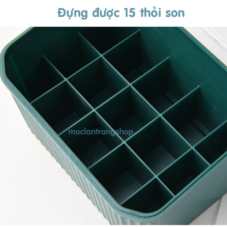 Hộp đựng son 15 ô nắp kính trong suốt sang trọng phong cách Châu Âu