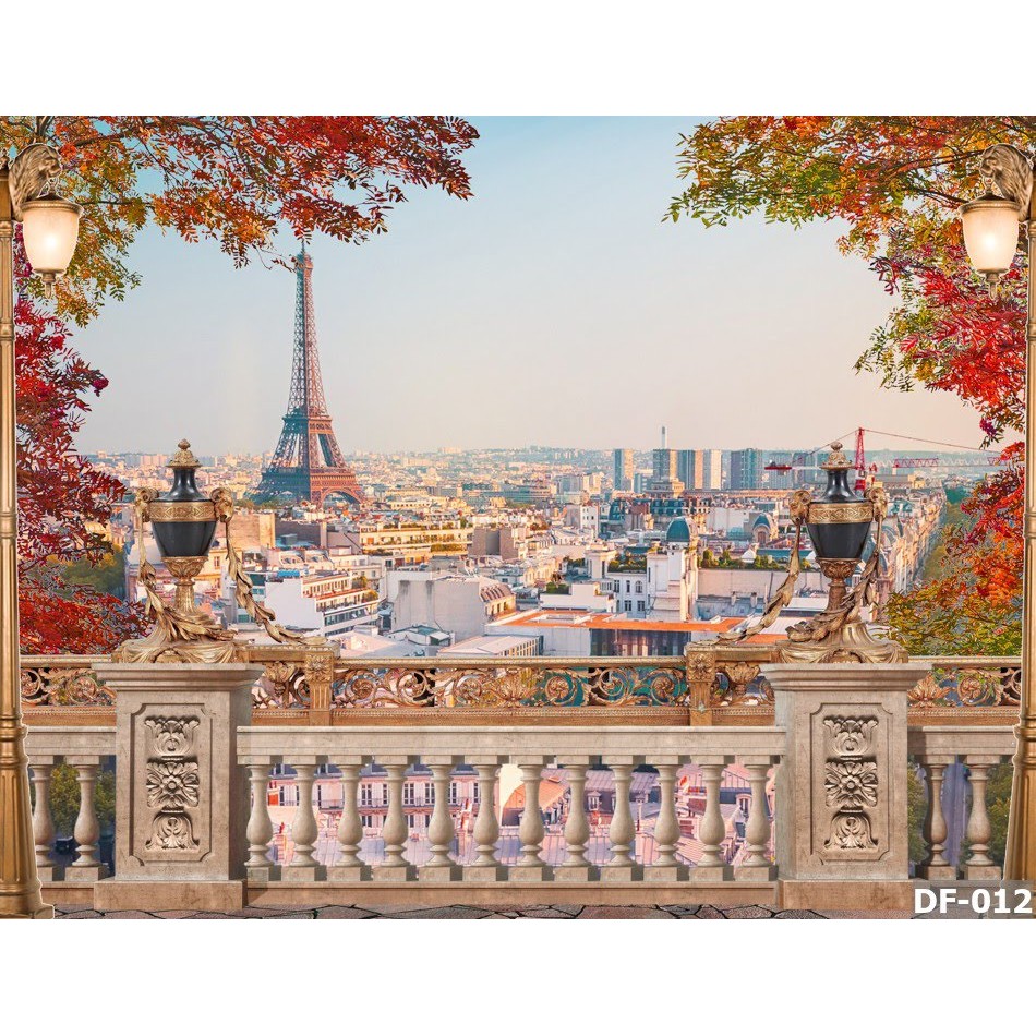 Tranh dán tường 3D hiện đại trang trí VTC Cảnh đẹp tháp Eiffel thành phố  Paris