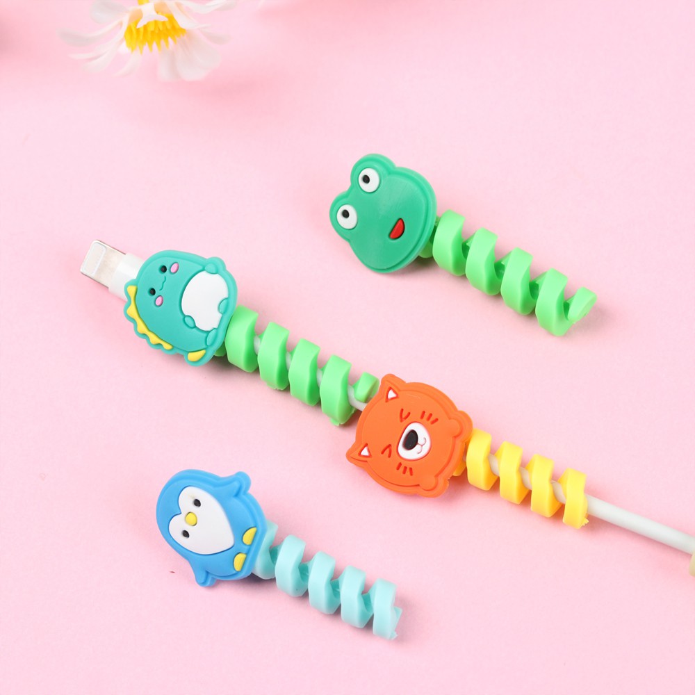 Phụ Kiện Bảo Vệ Dây Cáp Sạc Bằng Silicon Kiểu Dáng Hoạt Hình Dễ Thương