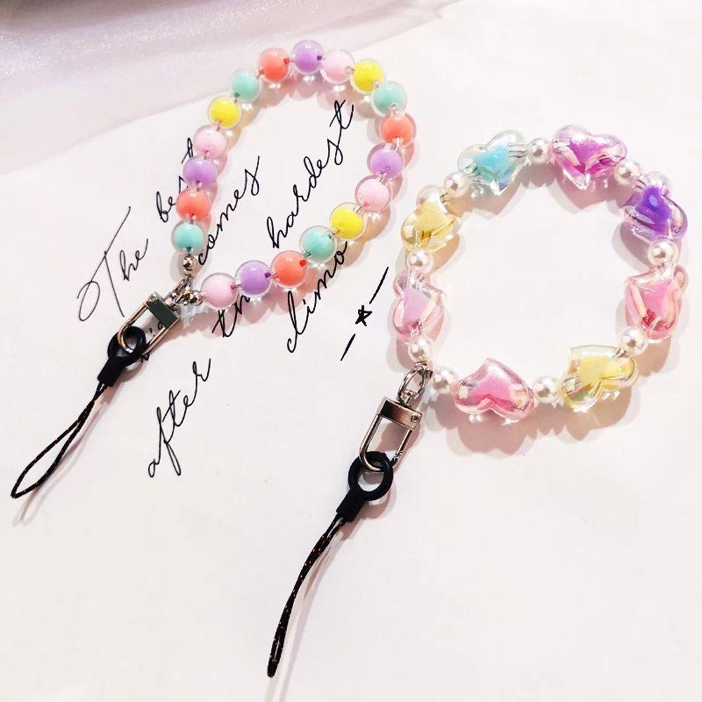 Ốp Điện Thoại Trong Suốt Họa Tiết Ngôi Sao / Trái Tim Màu Kẹo Kèm Dây Đeo Cổ Tay