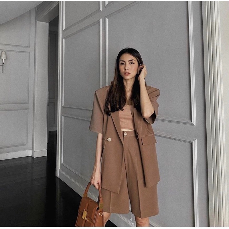 Set bộ vest blazer nâu thiết kế công sở 🍒 KÈM ẢNH THẬT 🍒 BAO KIỂM HÀNG 🍒