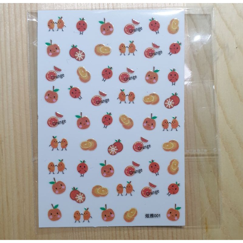 Decal dán móng trang trí quả cam cute