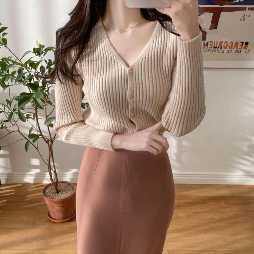 Áo khoác Cardigan dệt kim tay dài màu sắc thanh lịch cho phái nữ | BigBuy360 - bigbuy360.vn
