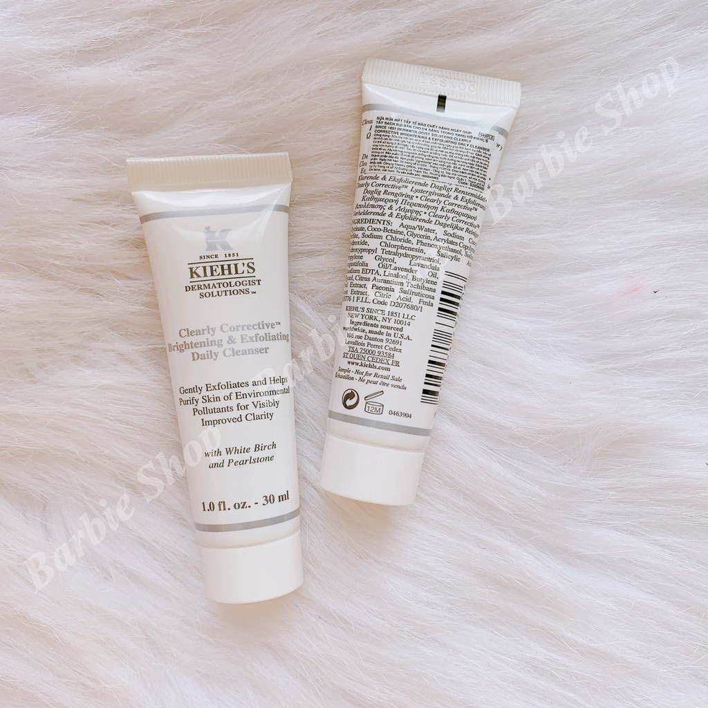 Sữa rửa mặt+ Tẩy tế bào chết Kiehl's làm trắng da Dermatologist Solutions 30ml-màu trắng