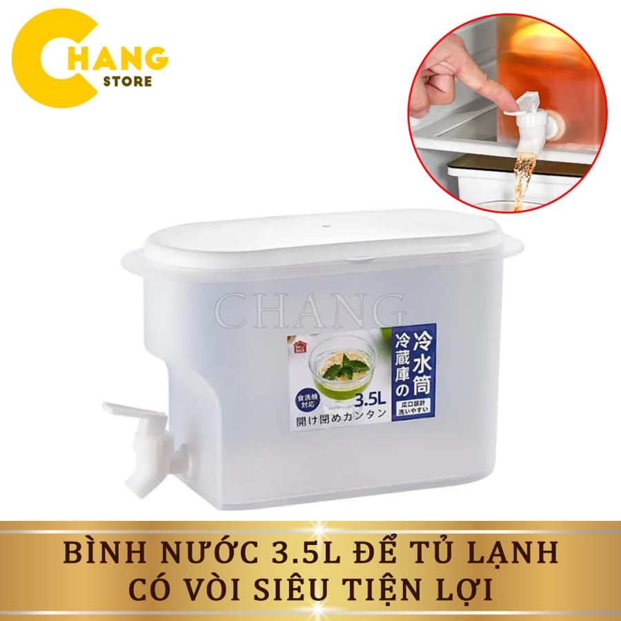 Bình Đựng Nước 3,5L Để Tủ Lạnh Có Vòi Siêu Tiện Dụng, Hộp Để Tủ Lạnh Đựng Nước Chanh, Detox, Nước Hoa Quả Cho Gia Đình