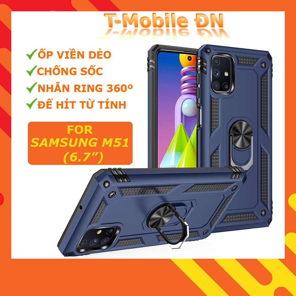 Ốp lưng Samsung M51 🔥 𝐅𝐑𝐄𝐄 𝐒𝐇𝐈𝐏 🔥 Ốp chống sốc 2 lớp kèm nhẫn iring làm giá đỡ cho Samsung Galaxy M51