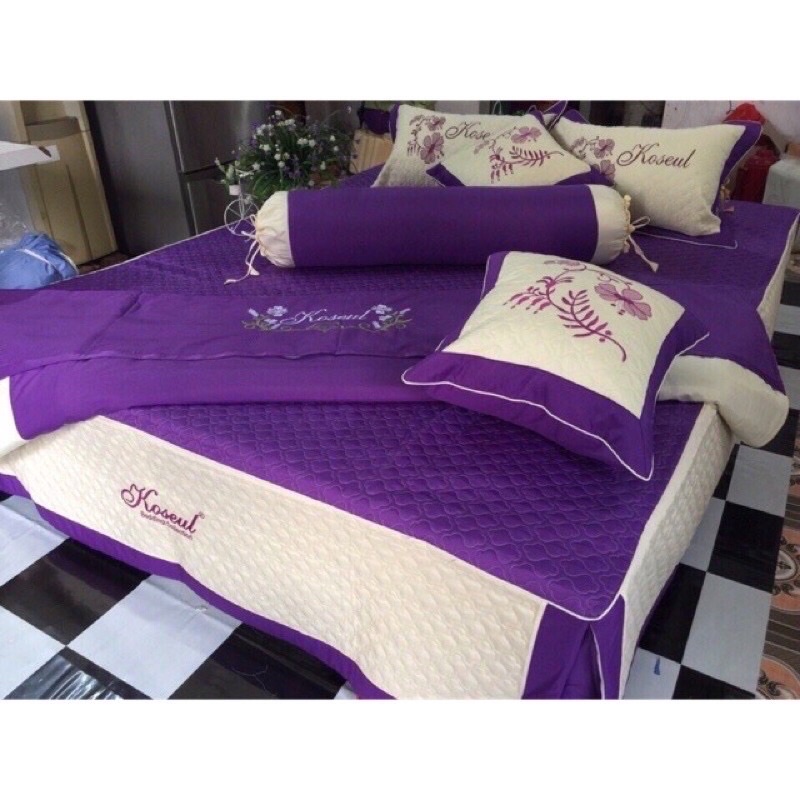 Bộ ga gối cotong satin gồm 1vỏ ga 2 vỏ gối đầu che phủ 3thành gường