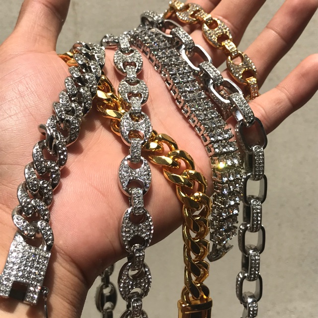Lắc tay HipHop hợp kim chất liệu Brass đồng thau kiểu dáng HipHop