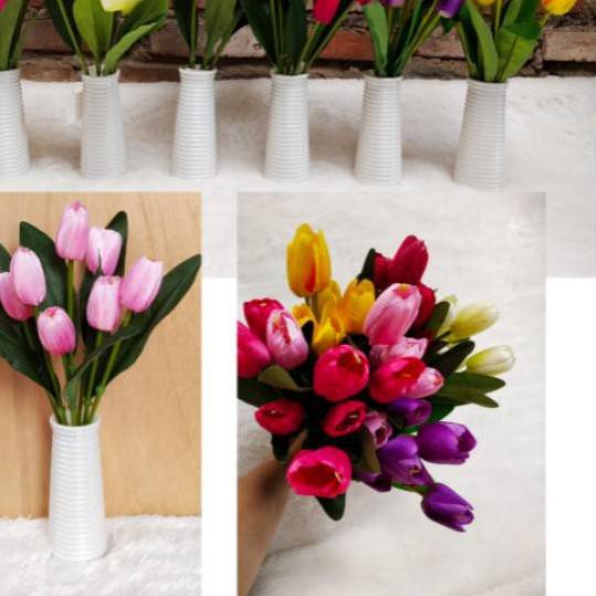 (Hàng Mới Về) Chậu Hoa Tulip Nhân Tạo Kèm Ốc Vít Qt1..