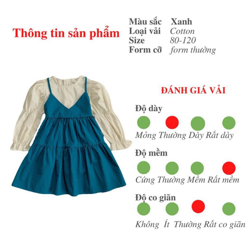 Váy bé gái - Váy thu tay bồng nơ lưng siêu xinh cho bé 1-5 Tuổi