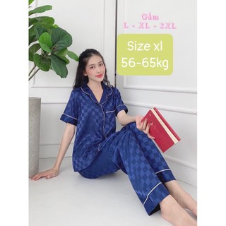 Pijama lụa gấm quần dài tay ngắn có size ༚