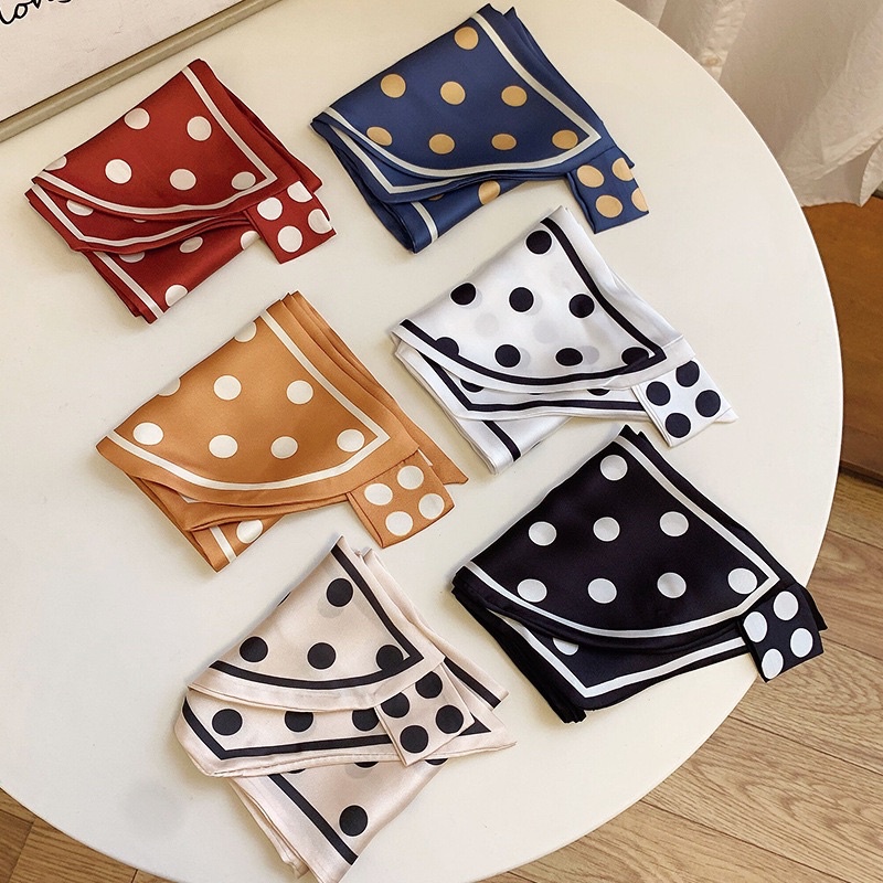 Khăn lụa vạt chéo 14x76cm - Khăn lụa cột cổ áo sơ mi trendy
