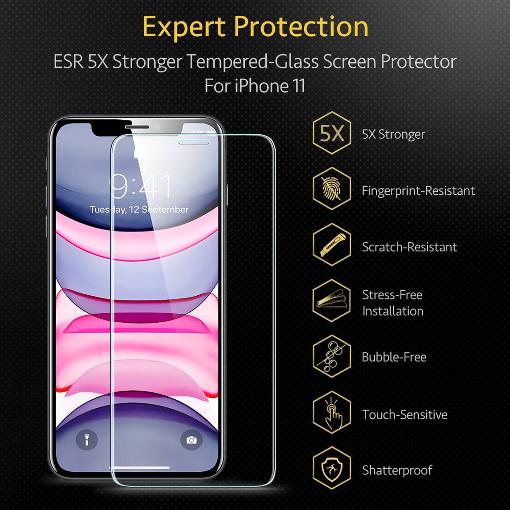 Kính Cường Lực ESR Kèm Khung Gắn Dễ Lắp Đặt Tiện Dụng Cho iPhone 11 Pro 5.8 Inch