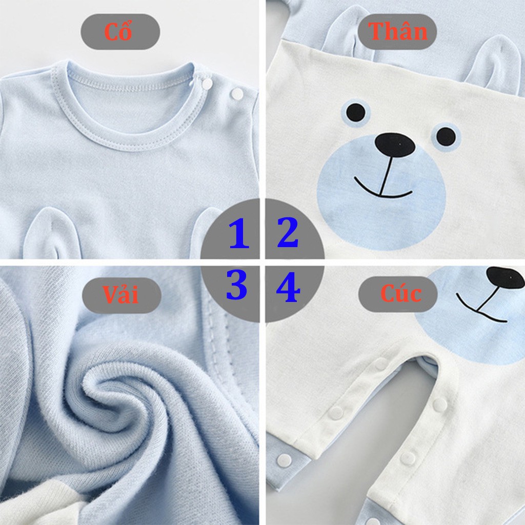 Bodysuit cho bé bộ body sơ sinh dài tay liền thân cho bé trai bé gái hàng Quảng Châu vải cotton mịn đẹp từ 3-12kg - BD04