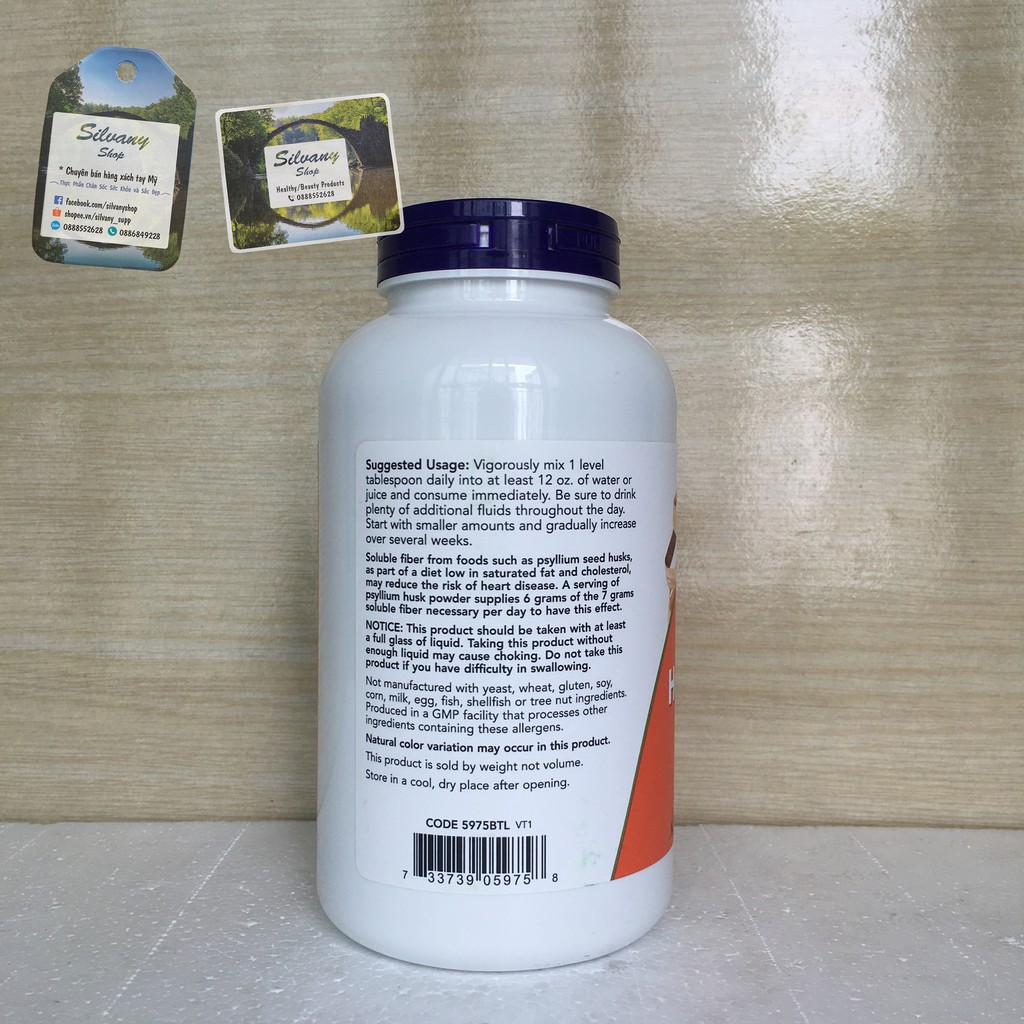 Chất Xơ Psyllium Husk Powder Now Foods - Bổ Sung Chất Xơ, Ngăn Ngừa Táo Bón, Cải Thiện Nhuận Tràng - Dạng Bột | Thế Giới Skin Care