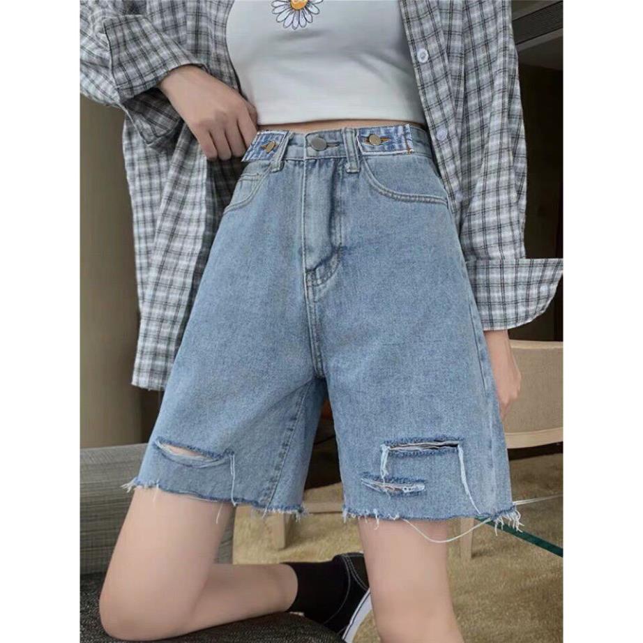 Quần Short Jeans Rách Đùi, Quần Ngố Jean Lửng Nữ Form Rộng Trơn Basic, Labibi [Hàng Đẹp] | BigBuy360 - bigbuy360.vn