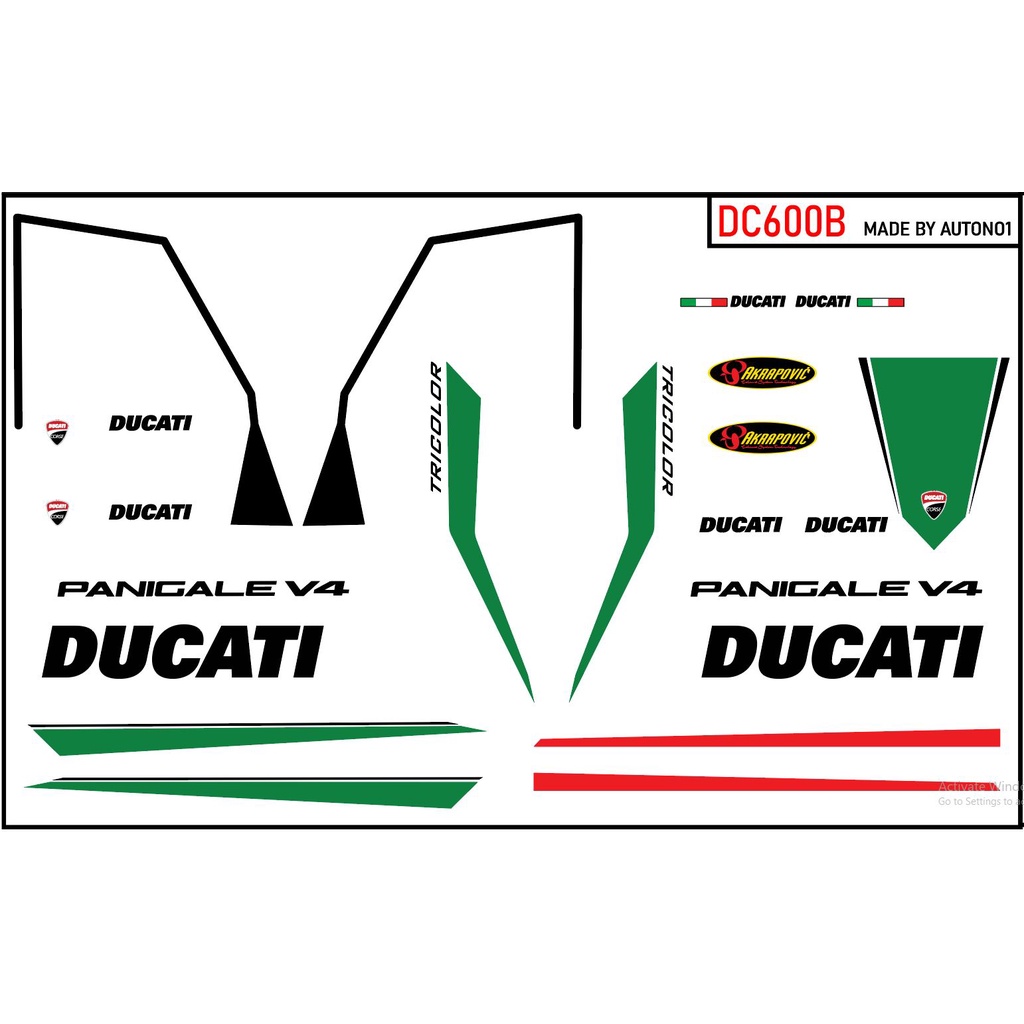 DECAL NƯỚC ĐỘ DUCATI PANIGALE V4 TRICOLOR - CORSE - SUPREME - GULF - ADVANCE AUTONO1 DC600