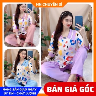 Đồ bộ nữ mặc nhà cổ tiểu thư chất kate mềm mịn in hình hoạt hình dễ thương DBKIHTN49