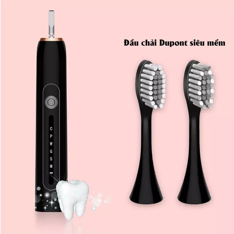 Bàn chải điện Sonic X7 bản nâng cấp,răng tự động đánh tan mảng bám thế hệ mới nhất，6 Chế Độ Rung，4 đầu bàn chải thay thế