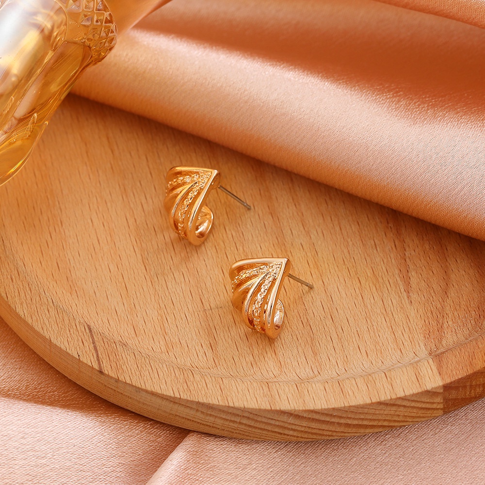 Khuyên Tai Hình Học Ba Chiều Mạ Vàng Đơn Giản Đính Kim Cương Đơn Giản Kiểu Hàn Quốc Cho Nữ