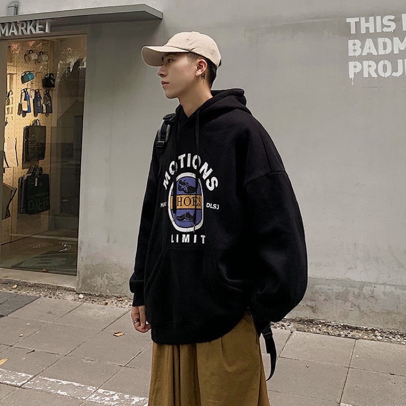 Áo nỉ bông có mũ nam nữ, áo hoodie unisex free size M0TI in logo trước , phom rộng phong cách hàn quốc ulzzang cực đẹp