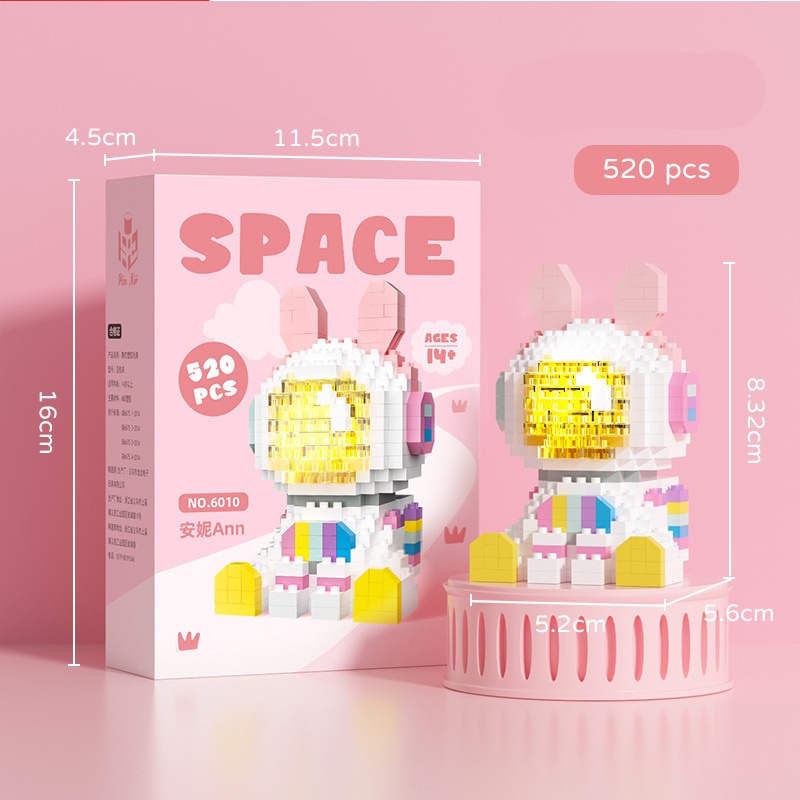 Đồ chơi lắp ráp 3d thỏ phi hành gia mini có đèn led phát sáng cho bé trai bé gái thông minh phát triển trí tuệ QC Store