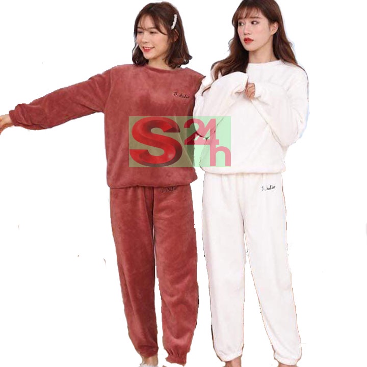 Bộ đồ ngủ lông lót lông nữ