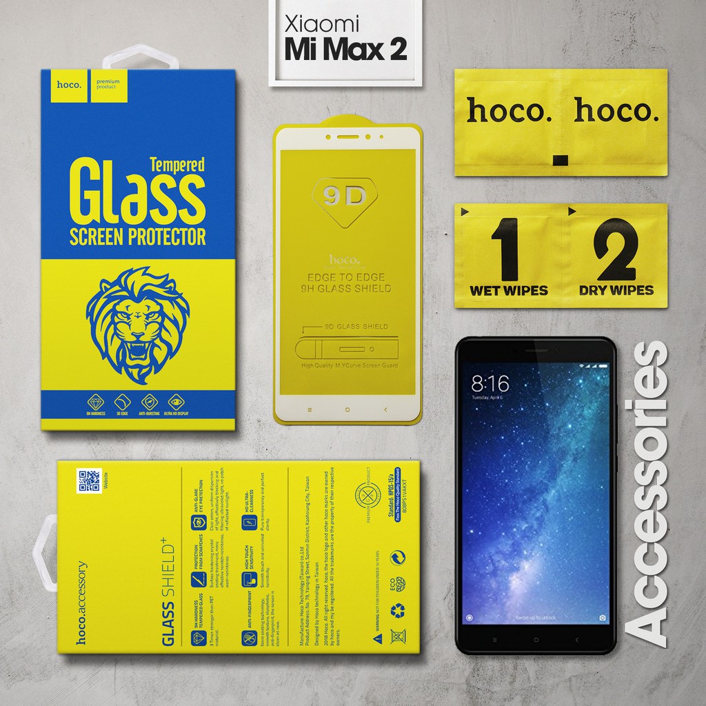 Cường lực Xiaomi Mi Max 2 hiệu Hoco.tw Full viền màu (Trắng)