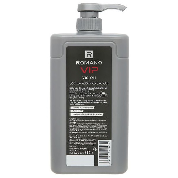 Sữa tắm cao cấp Romano Vip Vision sang trọng cuốn hút 650g