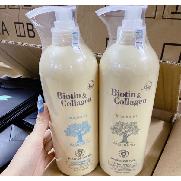 Cặp Gội Xả Biotin Colagen Trắng 1000ml
