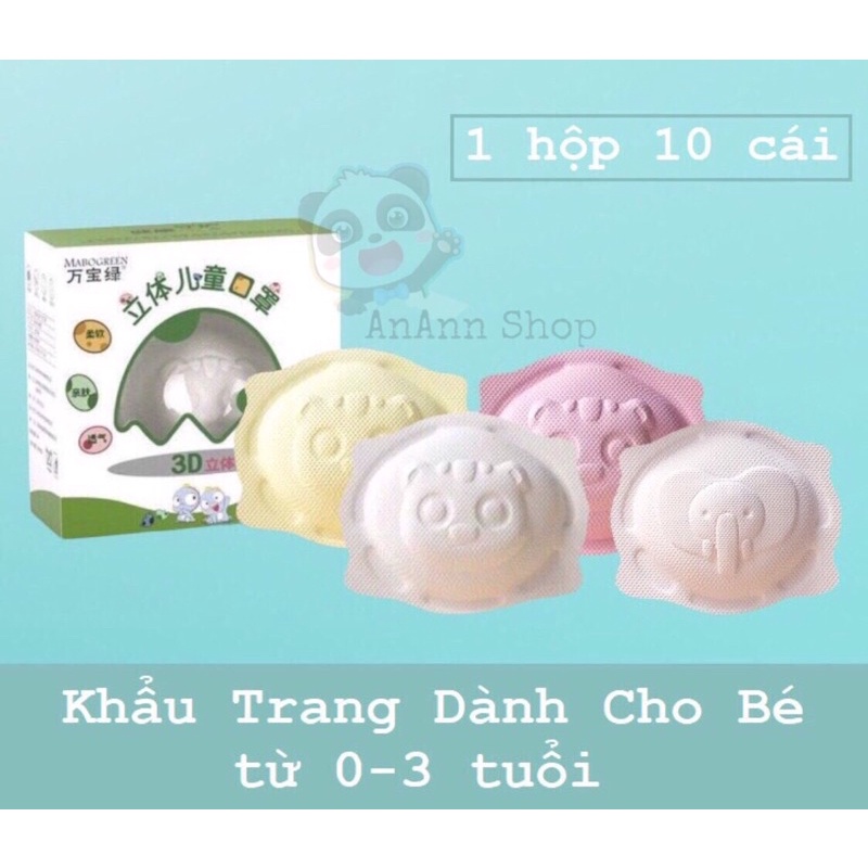 [1hộp/10cái] KHẨU TRANG GẤU  CHO BÉ từ 0-3 tuổi [1hộp/10cái]
