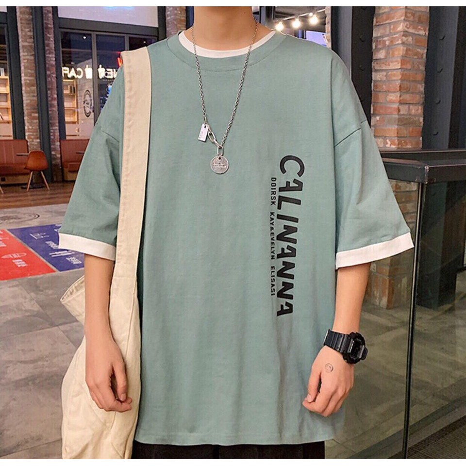 Áo phông nam nữ form rộng 2N Unisex thun cotton in chữ Cali màu đen/xanh | BigBuy360 - bigbuy360.vn