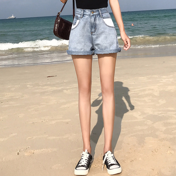 Quần Short Denim Lưng Cao Phong Cách Hàn Quốc Dành Cho Nữ