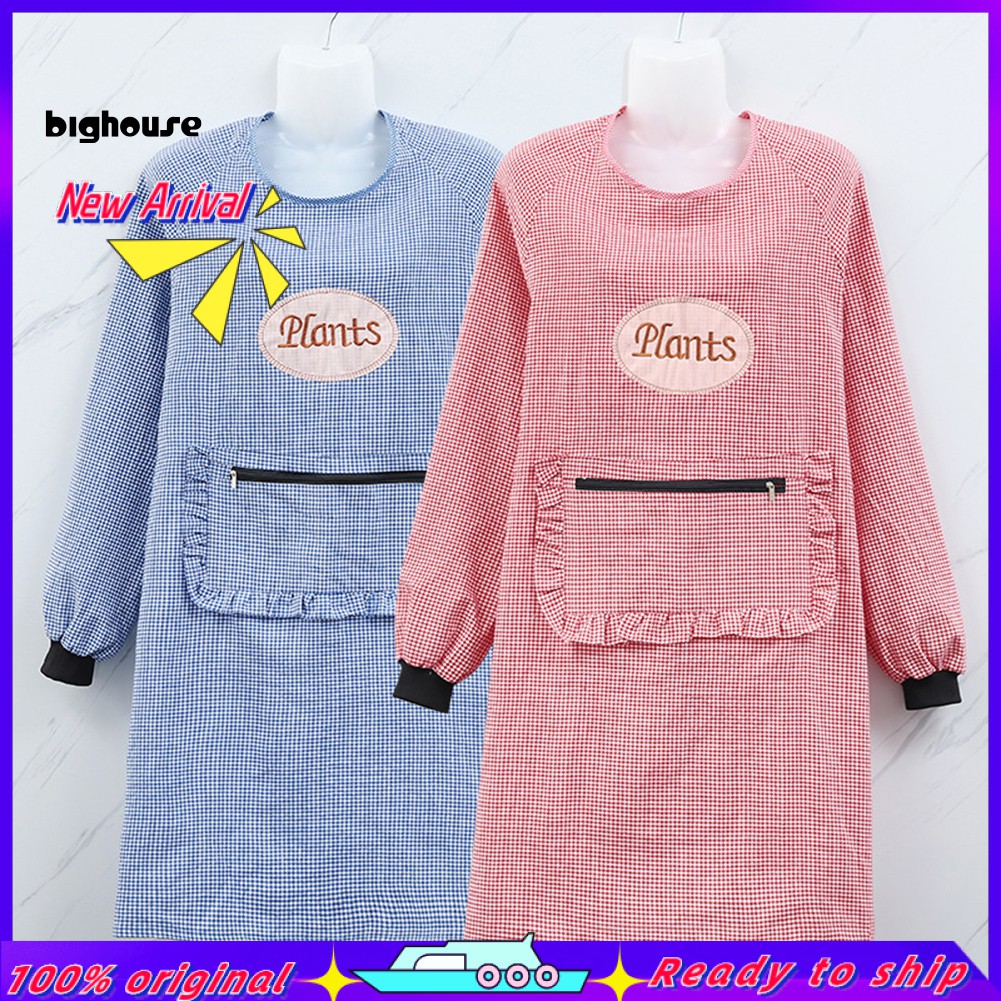 Tạp Dề Cotton Tay Dài Có Túi Chống Dầu Mỡ Tiện Dụng