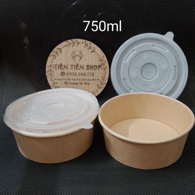 10c Hộp giấy nâu 750ml nắp nhựa