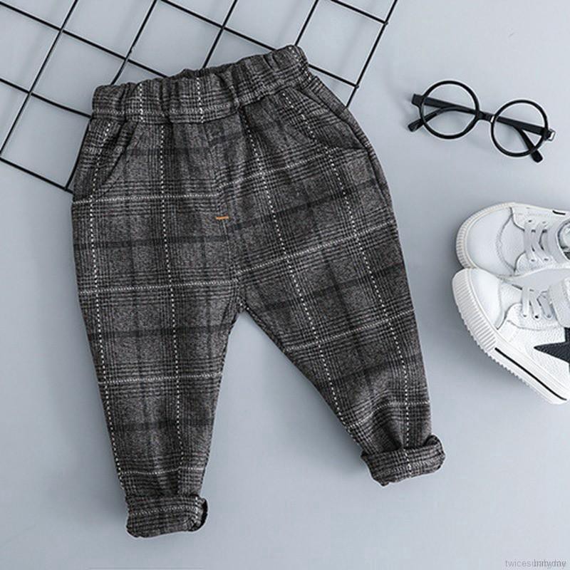 Bộ áo thun + áo khoác cotton sọc caro + quần dài cho bé trai