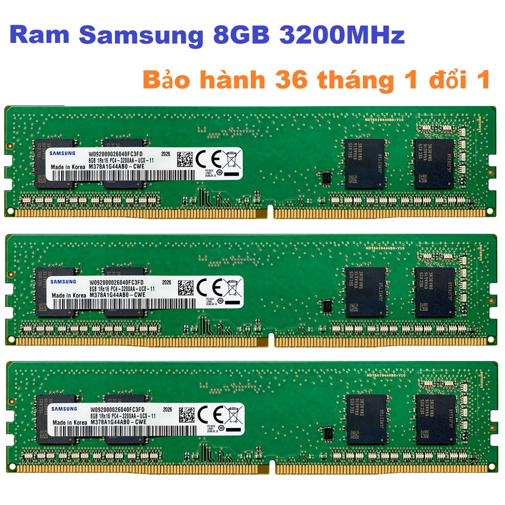 Ram PC Samsung 8GB DDR4 3200MHz Mới - Bảo hành 36 tháng 1 đổi 1