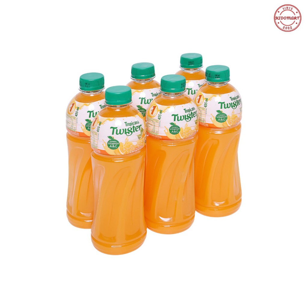 Lốc 6 Chai Nước Cam Ép Tropicana Twister 455ml