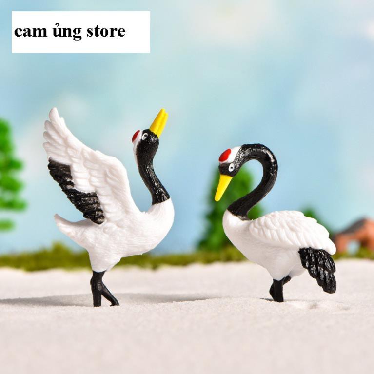 Mô hình chim hạc đầu đỏ trang trí tiểu cảnh, bán cạn terarium, bonsai bể cá cảnh thủy sinh