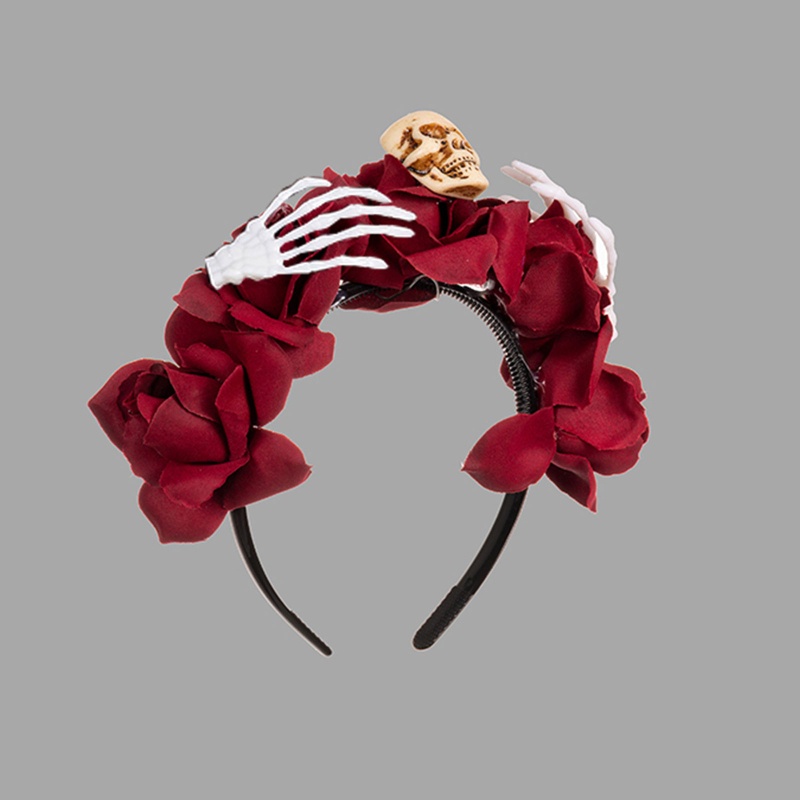 Băng Đô Cài Tóc 10MK Hình Đầu Lâu Hoa Hồng Vương Miện Hóa Trang Halloween