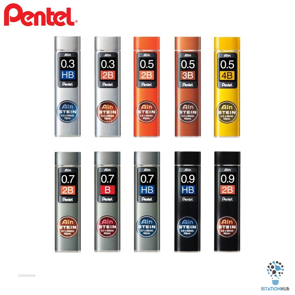Ruột chì 0.5mm 2B,Ngòi chì Pentel Ain Stein 0.5mm 2B/3B/4B