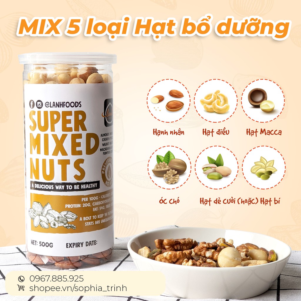 Hạt Dinh Dưỡng Tổng Hợp Mixed Nuts 500g LANHFOODS | BigBuy360 - bigbuy360.vn
