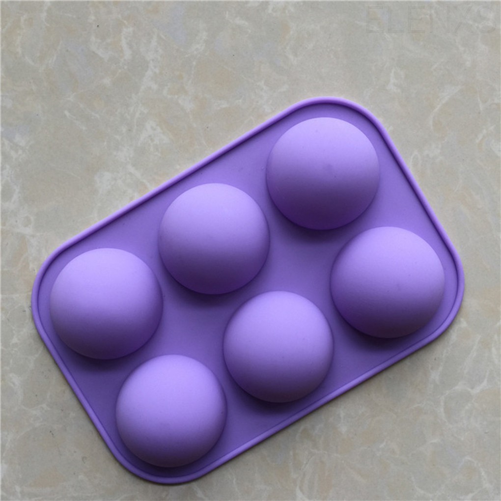 Khuôn làm bánh 6 ngăn hình cầu bằng silicon tiện dụng