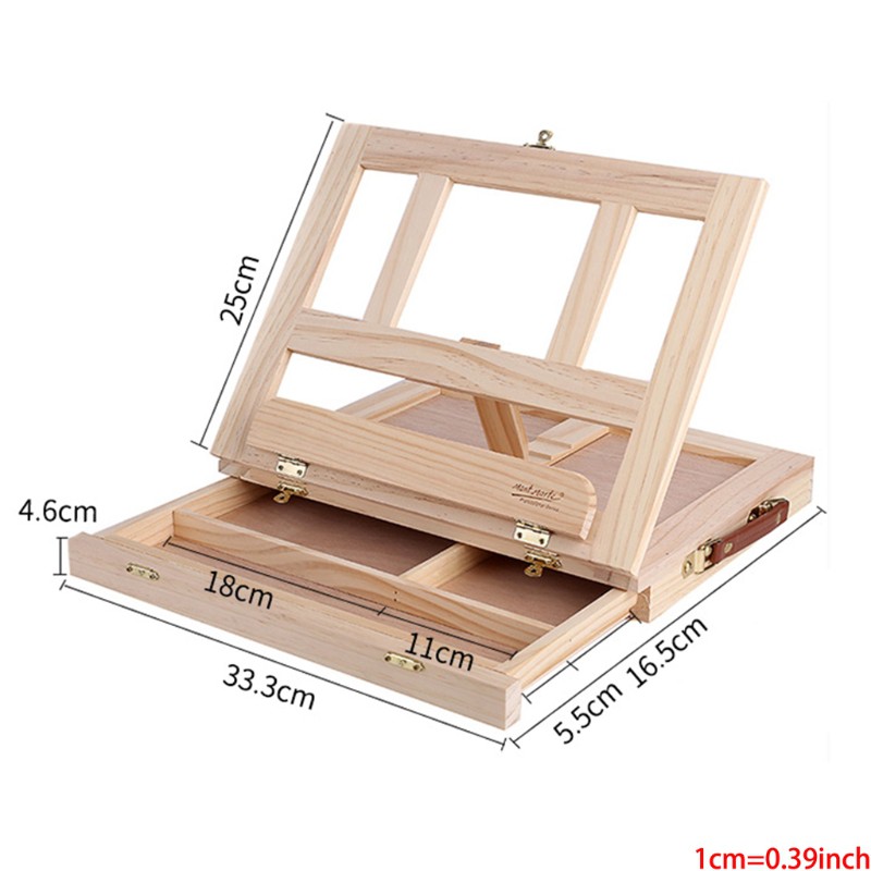 Hộp ngăn kéo đựng dụng cụ vẽ có khung đỡ tranh thiết kế nhỏ gọn có thể gập lại