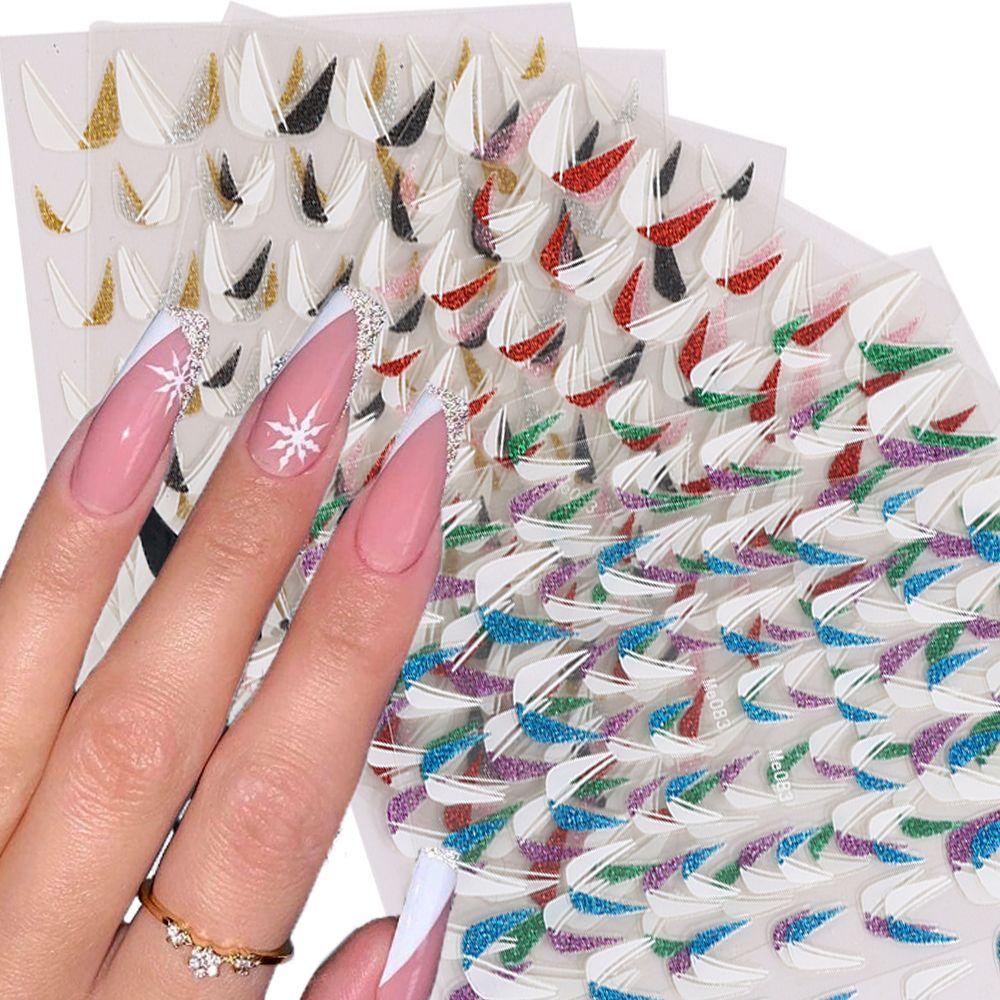 Miếng Dán Móng Tay Hình Chữ U Lấp Lánh 3D DIY