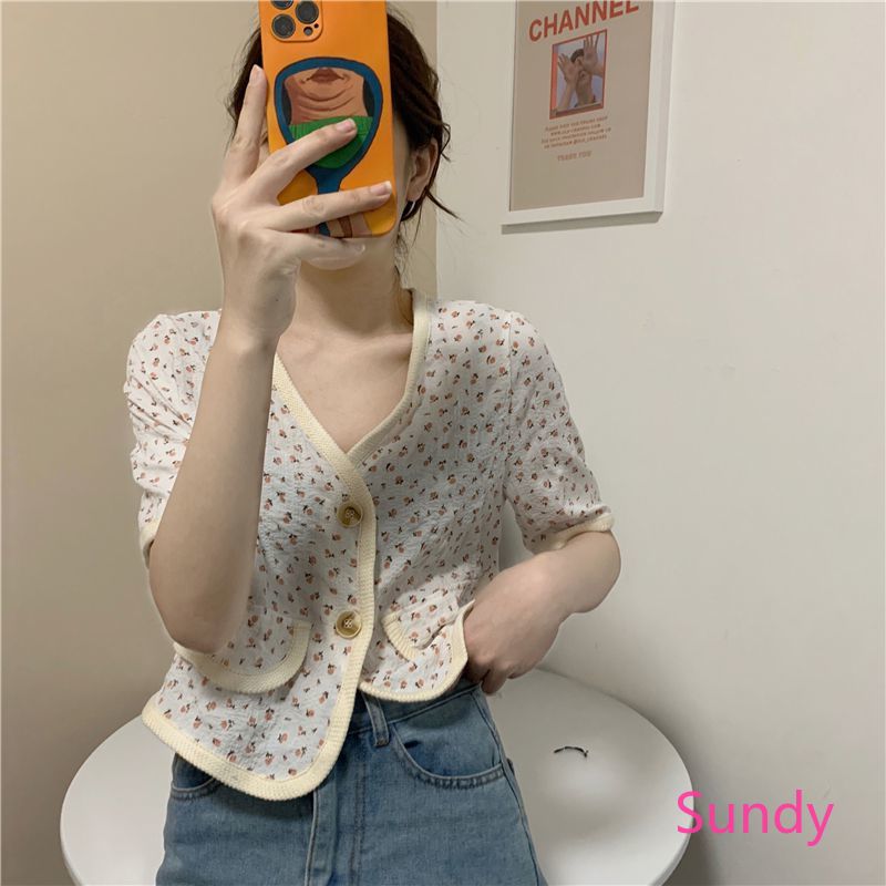 Áo Sơ Mi Croptop Phong Cách Retro Thời Trang Nữ Tính