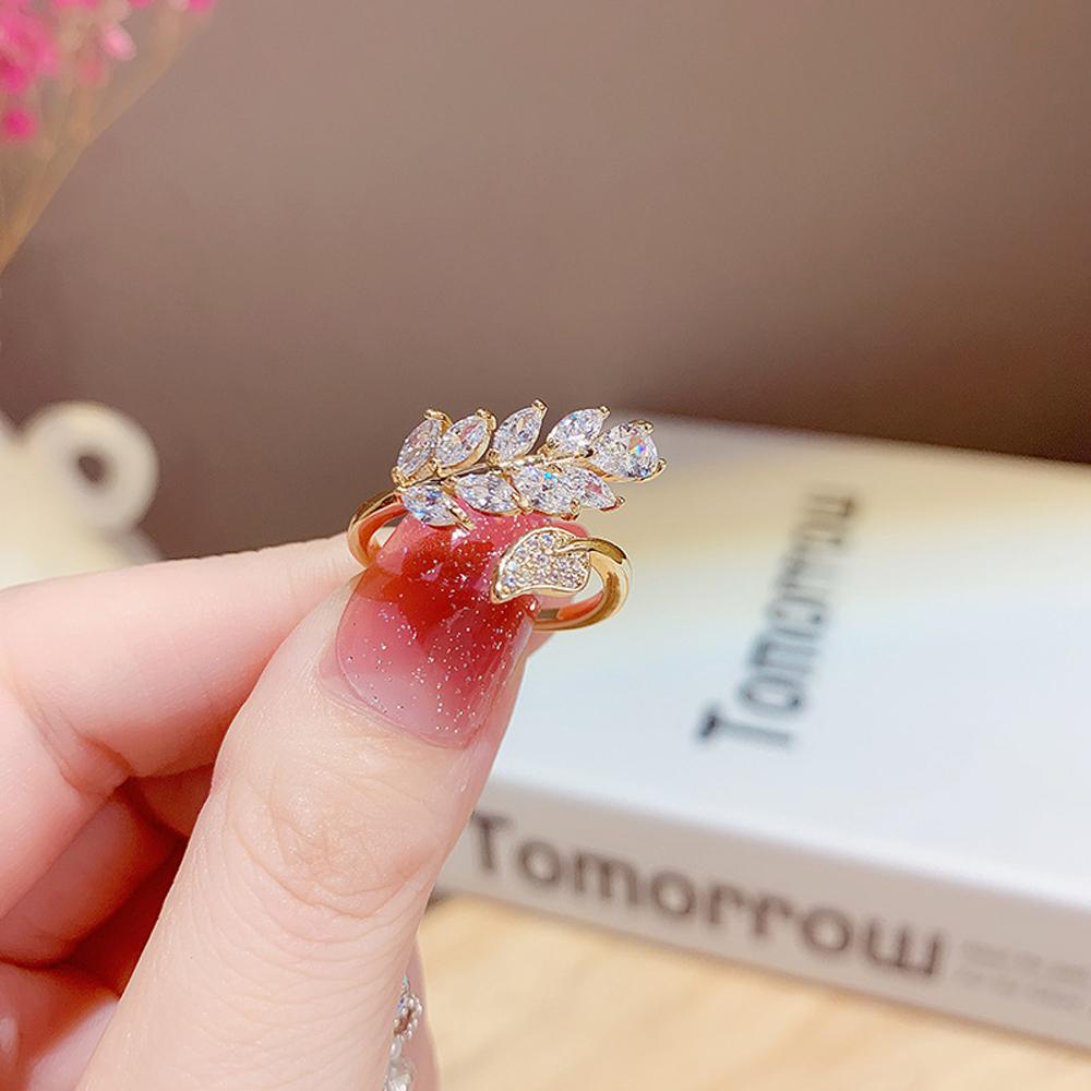 Nhẫn Mở Thiết Kế Hình Lá Thanh Lịch Thời Trang Có Thể Điều Chỉnh Cho Nữ
